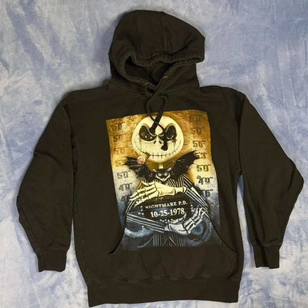 Vintage Black Nightmare Before Christmas hoodie with‎ Jack Skellington Size: L
